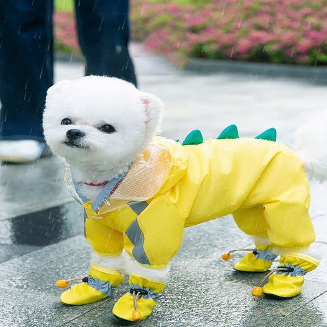 이디타 강아지 공룡 레인코트 소형견 중형견 방수 비옷, 1개, 강아지 우비_공룡