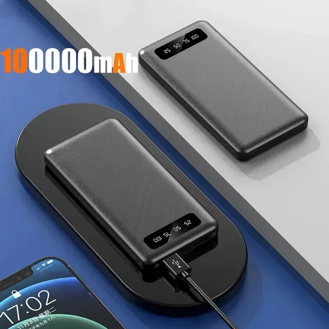 200000mAh 보조베터리 120W 초고속 충전 Xiaomi iPhone용 LED 디지털 디스플레이가 있는 대용량 휴대용 외, 02 Black 100000mAh, 01 100000mAh 이상
