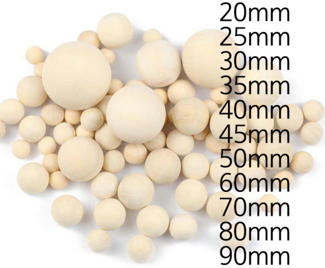 20mm-90mm 나무공 우드볼 원목 구 원형볼 목재비즈구슬