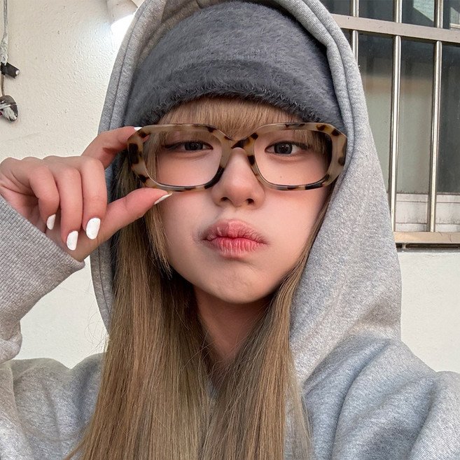 블루씨티 파드 스퀘어 호피 뿔테 데일리 긱시크 빅사이즈 안경