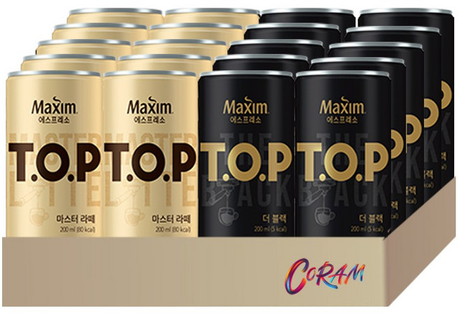 맥심 티오피 캔커피세트 마스터라떼+더블랙, 마스터라떼 10캔+더블랙 10캔, 20개, 200ml