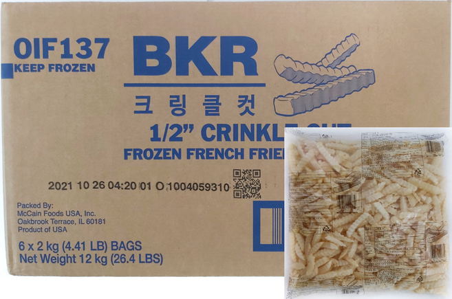 BKR 주름감자(크링클컷)2kg 한박스, 6개, 2kg