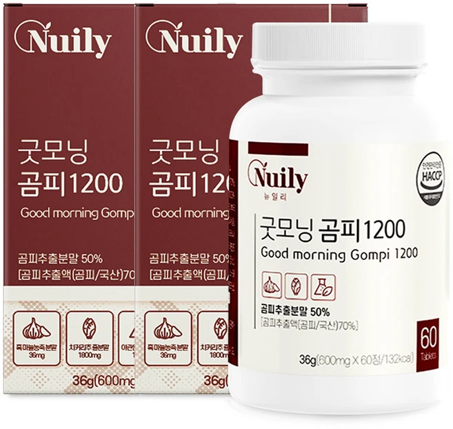 굿모닝 곰피 1200 국산 곰피 추출물 분말 정 흑마늘 울금 야관문 베타글루칸 함유 알긴산 디에콜 간건강식품 식약처 해썹 인증, 2박스, 60정 - 쿠팡