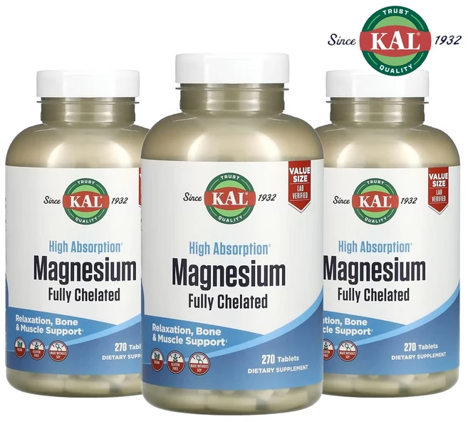 KAL 고흡수 마그네슘 풀리 킬레이트 270정, 3개 - 쿠팡