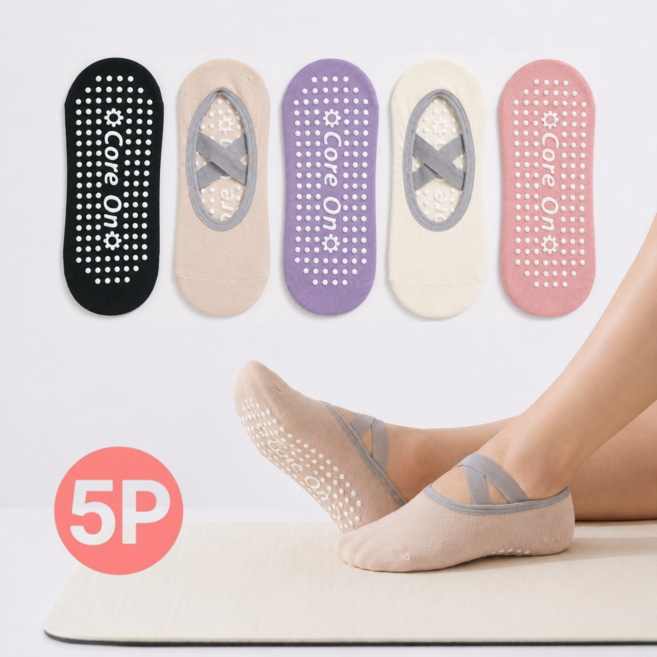 코어온 논슬립 필라테스 양말 요가 스포츠 5켤레 세트