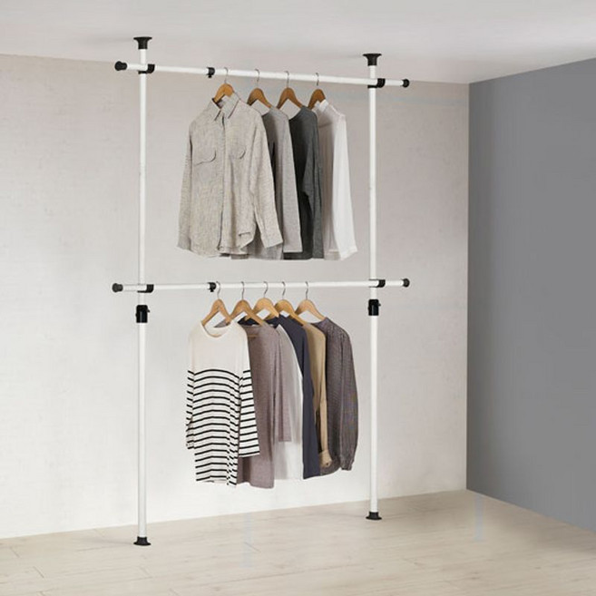 왕자행거 2단 조절 38mm 튼튼한 기둥 행거, 아이보리