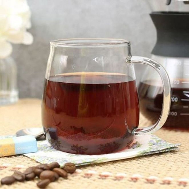 마카 머그컵 유리컵 커피잔 내열 유리잔 550ml 1P, 손잡이컵(550ml), 1개