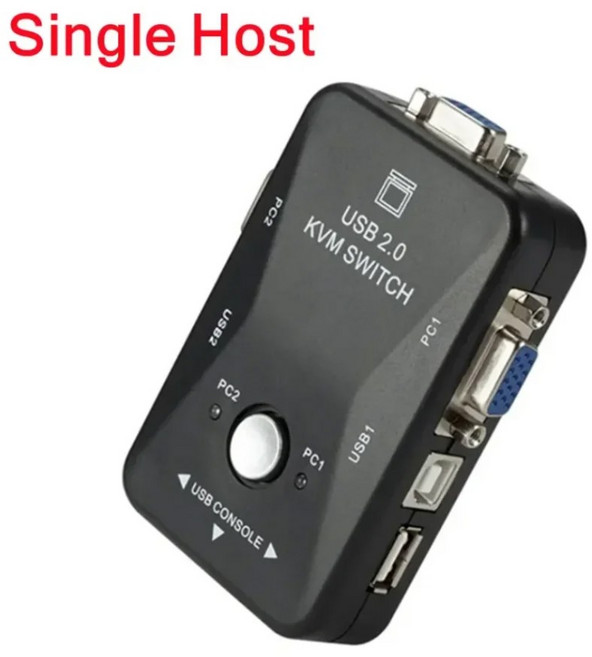 2/4 포트 VGA KVM 스위치 1080P USB 2 0 VGA 분배기 마우스 키보드 프린터 Pendrive 공유 스위처 박스 4 In 1 Out KVM 스위치, 2 Port KVM Switcher, 1개