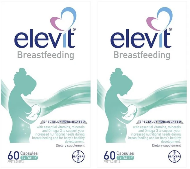 ELEVIT 호주 엘레비트 Breastfeeding Multivitamin 브래스트피딩 산모 멀티비타민 출산후모유수유 60정 2통 - 쿠팡