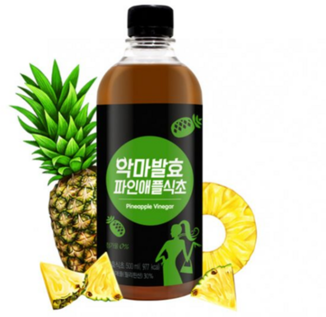 악마 발효파인애플식초500ml 식이섬유 칼륨 발효식초 브로멜라민 아스파르트산 칼륨 식이섬유 베타카로틴 비타민A 글루탐산 저온숙성발효식식초, 1개, 500ml