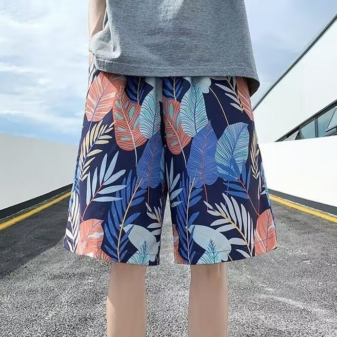 沙灘短褲男【M-3XL】夏季薄款透氣休閒 可下水游泳 速乾 大褲衩花 時尚潮流ins寬鬆百搭帥氣