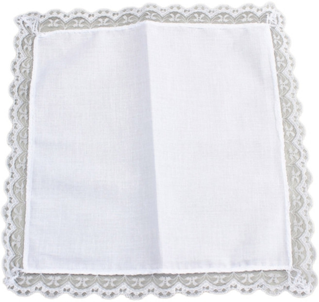 23x25cm 남성 여성용 면 손수건 솔리드 화이트 행키스 포켓 레이스 트리밍 타월 DIY 페인팅 손수건 여성용