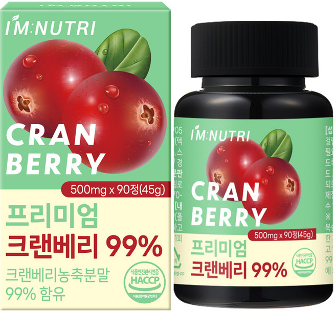 아임뉴트리 프리미엄 크랜베리 미국산 고함량 크랜베리 정, 1개, 90정