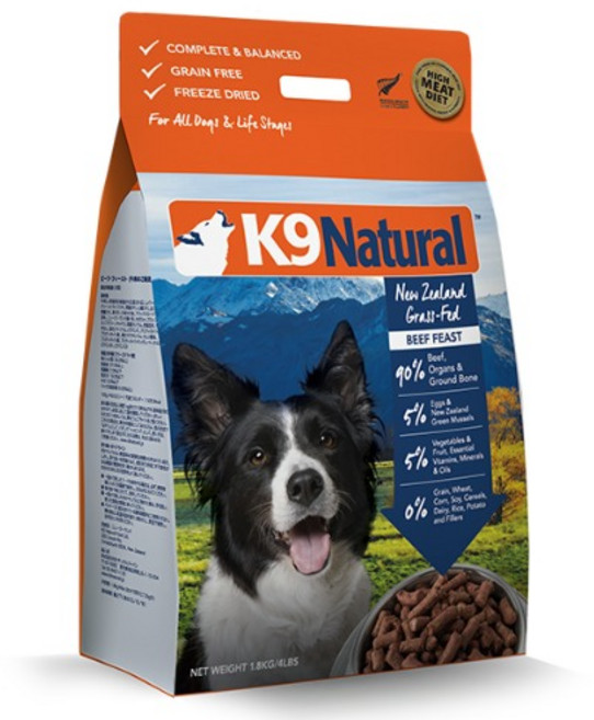 [K9] 내추럴 동결건조사료 소고기 1.8kg, 1개