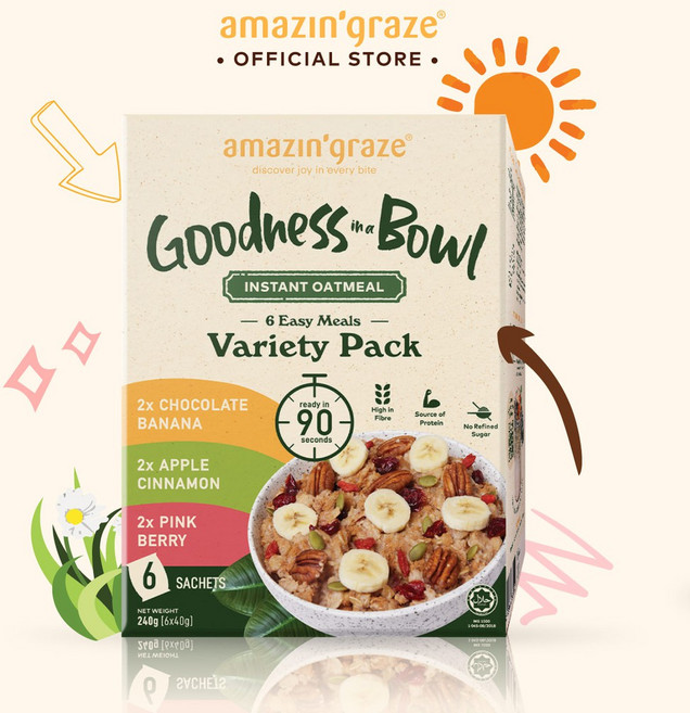 Amazin Graze 굿니스 바울 시리얼 240g goodness bowl 아침식사, 3가지믹스, 1개