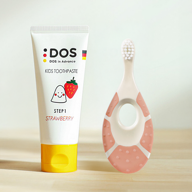 [6개월아기 양치세트] 딸기맛 무불소치약+조르단 칫솔1단계 블루, 1개