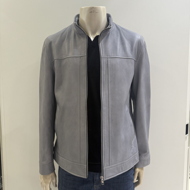 [26년 봄 이월특가] 트레몰로 (주)세정 남성 리얼 양 가죽 램스킨 투톤 라이트블루 깔끔 고급스러운 스탠드넥 남자 점퍼 가죽 자켓 -7881 트레몰로7881