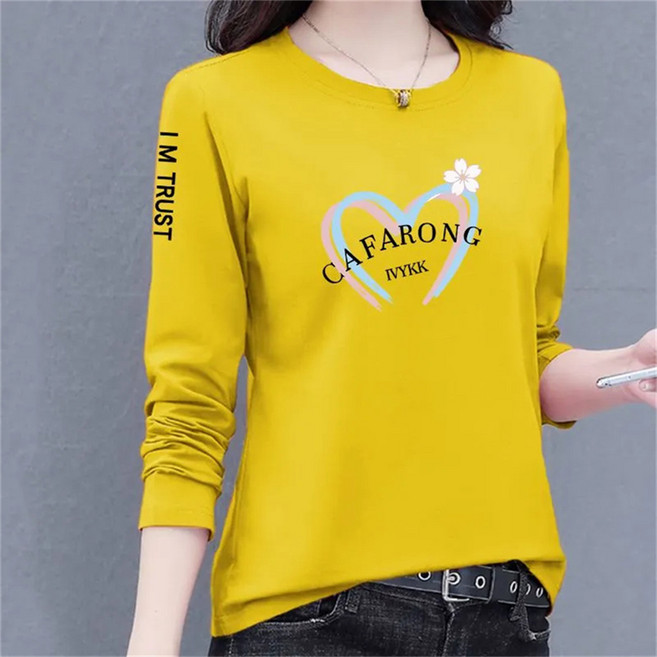 besteffie 여성용 캐주얼 라운드넥 긴팔 티셔츠