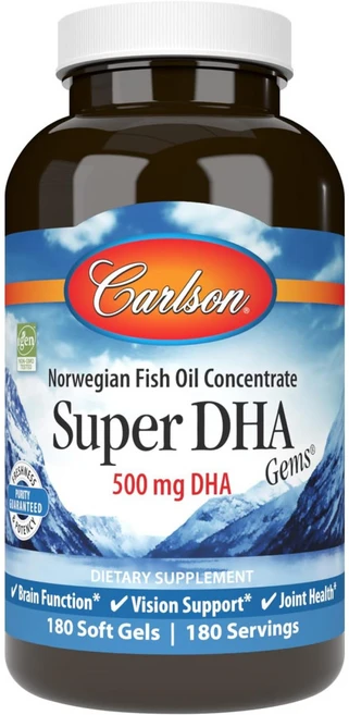 Carlson Super DHA 칼슨 오메가3 640mg 500mg EPA 비타민 E 함유 180정, 1개 - 쿠팡