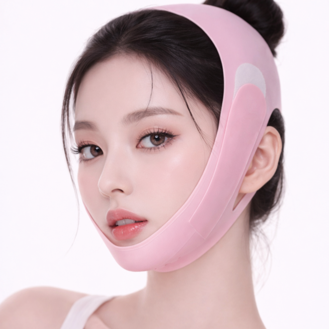 루움 v라인 턱살 얼굴 리프팅 밴드, 1개, 핑크