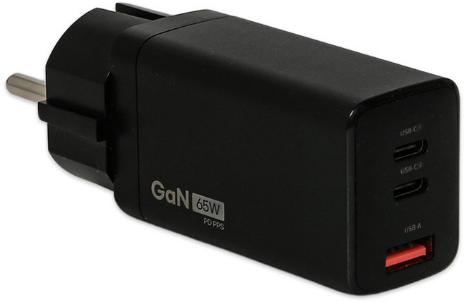 파워마스터 접지형 GaN 65W PD PPS 3포트 초고속 멀티 충전기, 케이블 미포함, 1개, 블랙