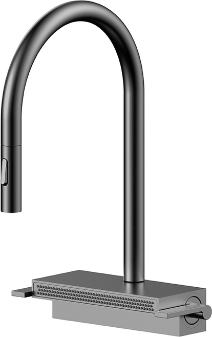 라우체 뉴피오 TM0030 BN 주방 거위목 와이드 폭포수전 크롬 블랙 니켈, 1개