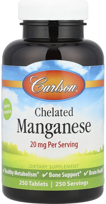 칼슨 킬레이트 망간 20mg 250정, 6개 - 쿠팡