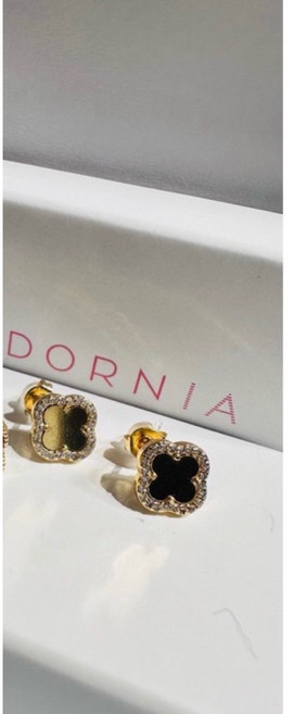 ADORNIA 三葉草鑲鑽珍珠母貝吊墜耳環