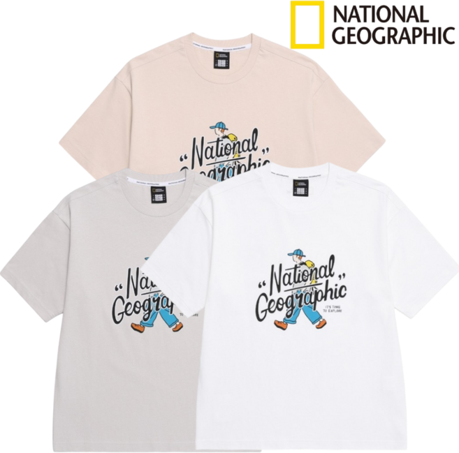 매장발송 내셔널지오그래픽 남여공용 트레져 컨셉 세미오버핏 반팔 티셔츠