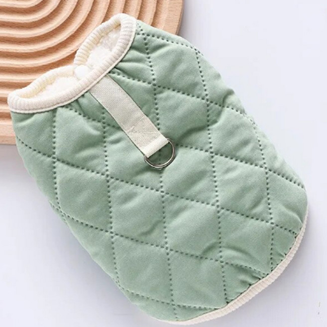 편안한 디자인의 강아지 웜 조끼 깔깔이, 그린, 1개