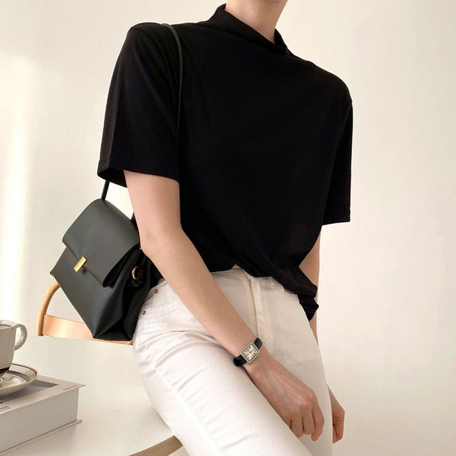 LBRAND 세련된 이지 반팔 반목 폴라티