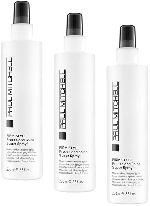폴미첼 펌 스타일 프리즈 앤 샤인 슈퍼 헤어 스프레이 맥시멈 홀드 Paul Mitchell Firm Style Freeze and Shine Super Hairspray, 3개, 250ml