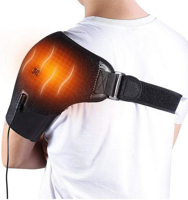 프리라이프 - 전동 온열찜질 양쪽 어깨보호대, 블랙, OZ-9