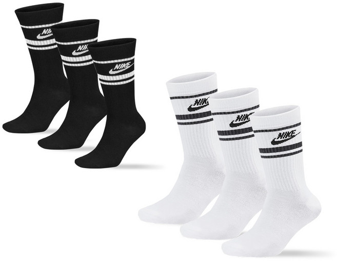 나이키 에브리데이 에센셜 크루삭스 3켤레 남성 여성 (화이트 블랙)