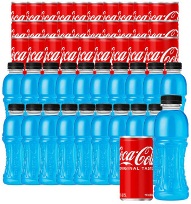 코카콜라 190ml 30캔 + 파워에이드 마운틴 블라스트 무라벨 355ml 20페트, 50개