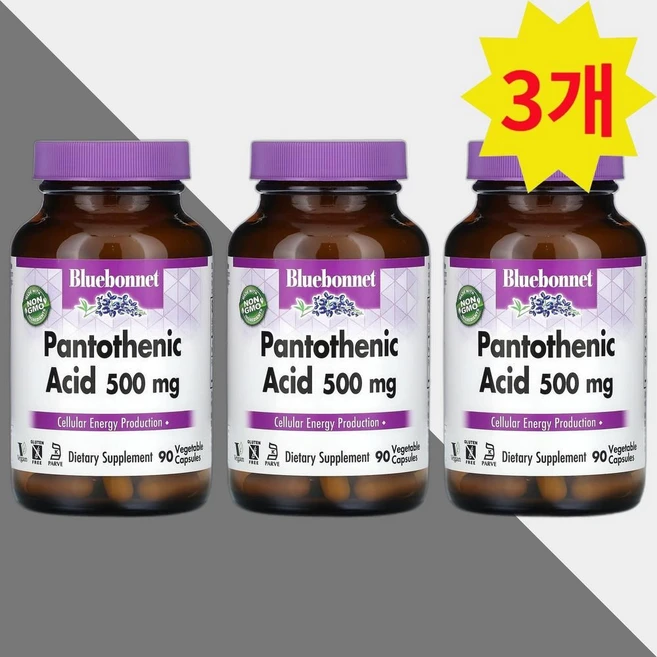 블루보넷 판토텐산 500mg 90캡슐 비타민B5 3개, 90정 - 쿠팡