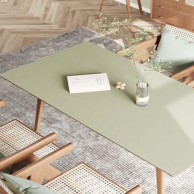 식탁매트 대형실리콘매트 테이블보 오렌지 깔개, 100x100cm, 말차그린