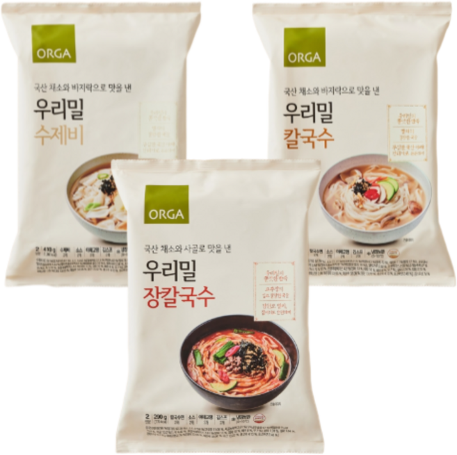 풀무원 올가 우리밀 수제비 + 칼국수 + 장칼국수