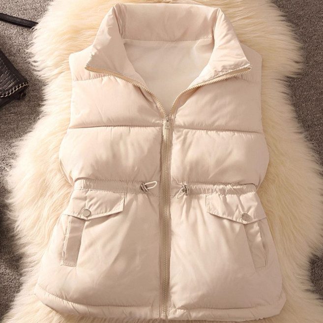 소소온 웜코지 하이넥 스트링 패딩조끼