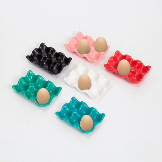 인테리어 오브제 미뇽 드 세라믹 에그트레이 6구 집들이선물 2P, 선셋 레드, 피치 블로썸