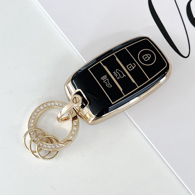 미짱 TPU 자동차키케이스+큐빅링 올뉴모닝 더뉴K5 올뉴쏘렌토 카니발 레이 외 호환, 기아, MZ_02, 블랙