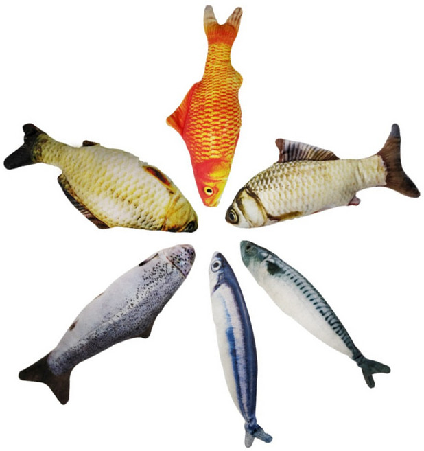 포시럽 반려동물 생선 인형 6종 세트, 혼합색상, 1세트