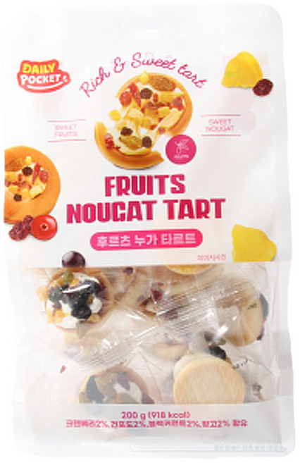 데일리포켓 누가 타르트 아몬드 & 후르츠, 2개, 200g