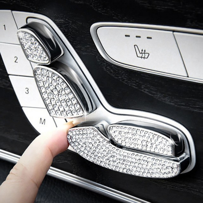 트루파츠 벤츠 C클래스 W205 좌석 시트 조절 버튼 커버 몰딩-크리스탈 큐빅, W205(14-21년식) 좌석시트 버튼 큐빅 B타입, 기타