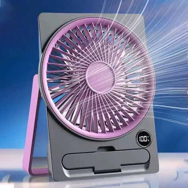 이호무 탁상용 무선 선풍기 접이식 휴대용, 보라색