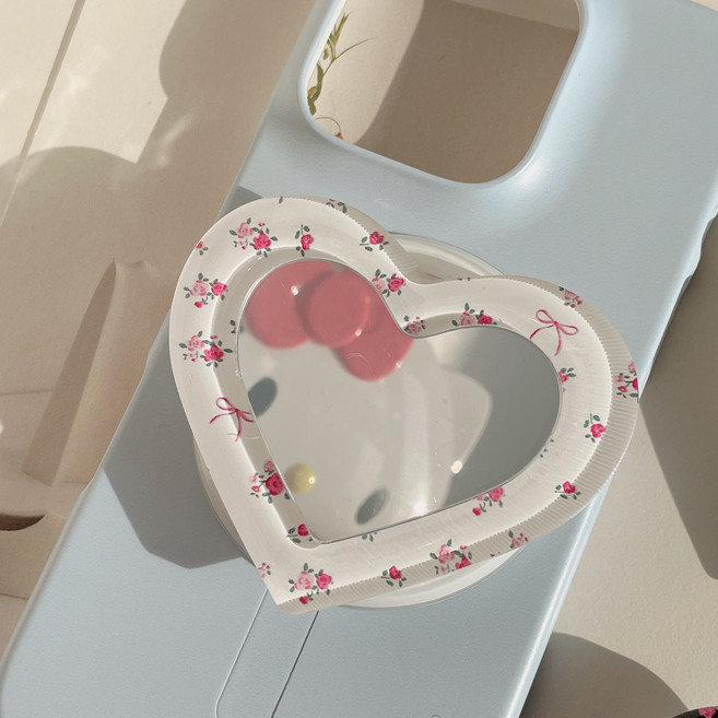 플라워 리본 하트 미러 맥세이프 스마트톡 (3color), 1개, 화이트