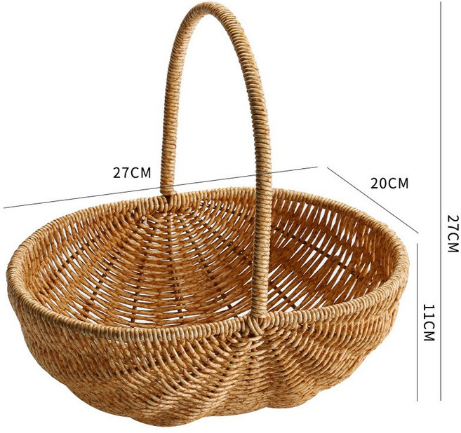 仿藤編購物籃 堅固耐用, 淺雙色中號, 1套