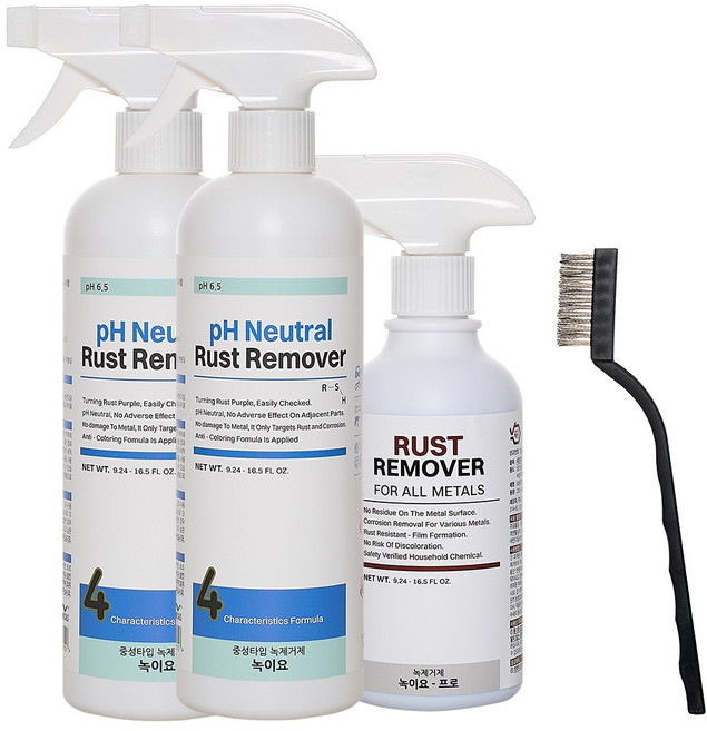 녹이요 정우케미칼 녹제거제 스텐 철 금속 부식 녹물 녹슨거 녹제거 방법, 녹이요500ml2통+증정:녹이요-프로300ml, 1세트, 1.3L