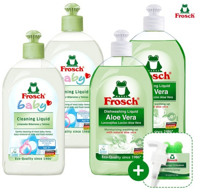 프로쉬 주방세제 4개(젖병2+알로에2+펌프+수세미), 4개, 500ml