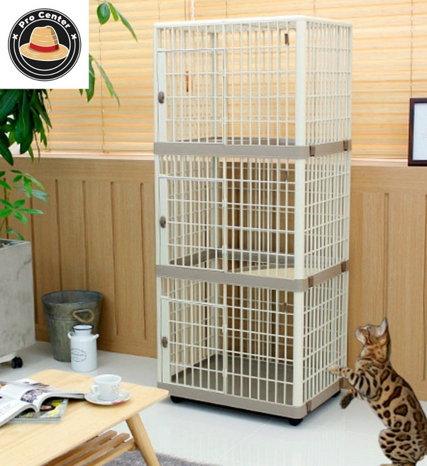 프로센터 아이리스 플라스틱 고양이 3단 케이지 분리형 대형케이지 조립식